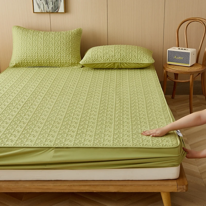 Quilted Mattress Cover Pure Cotton Soft Anti-bacterial Breathable Bed Pad Mat Mattress Protector Toper Cover Without Pillowcase