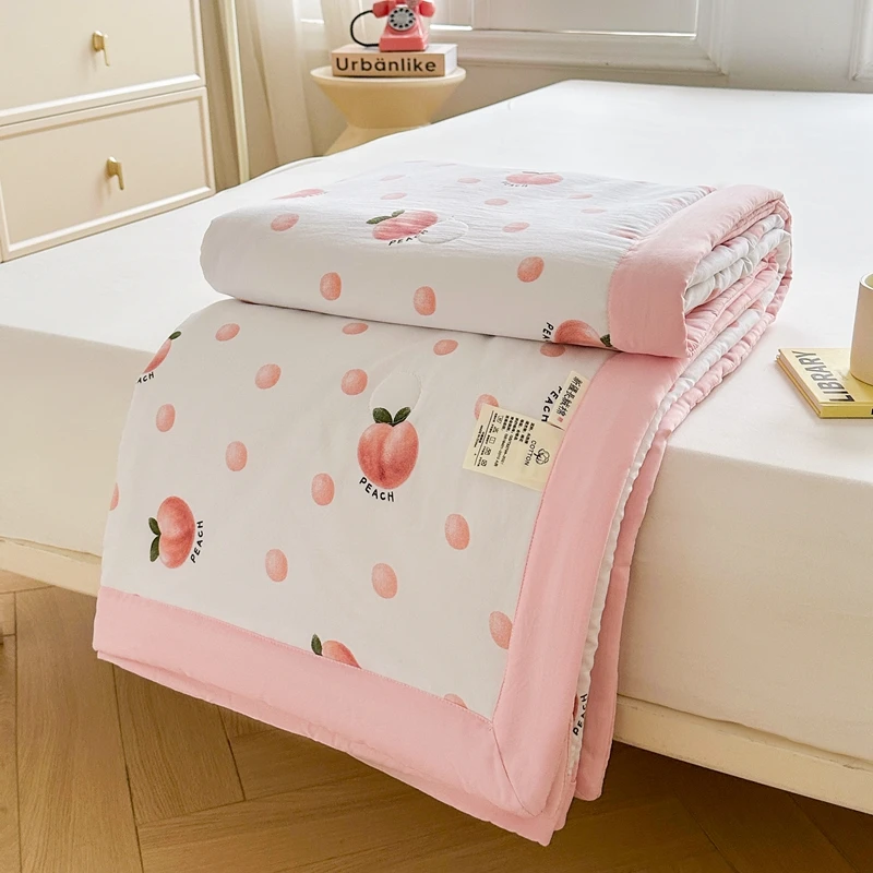 100% Cotton Inside and Outside Summer Quilt Lightweight Ultra Soft Thin Quilt Air Conditioning Quilts Pure Cotton Blanket Ins