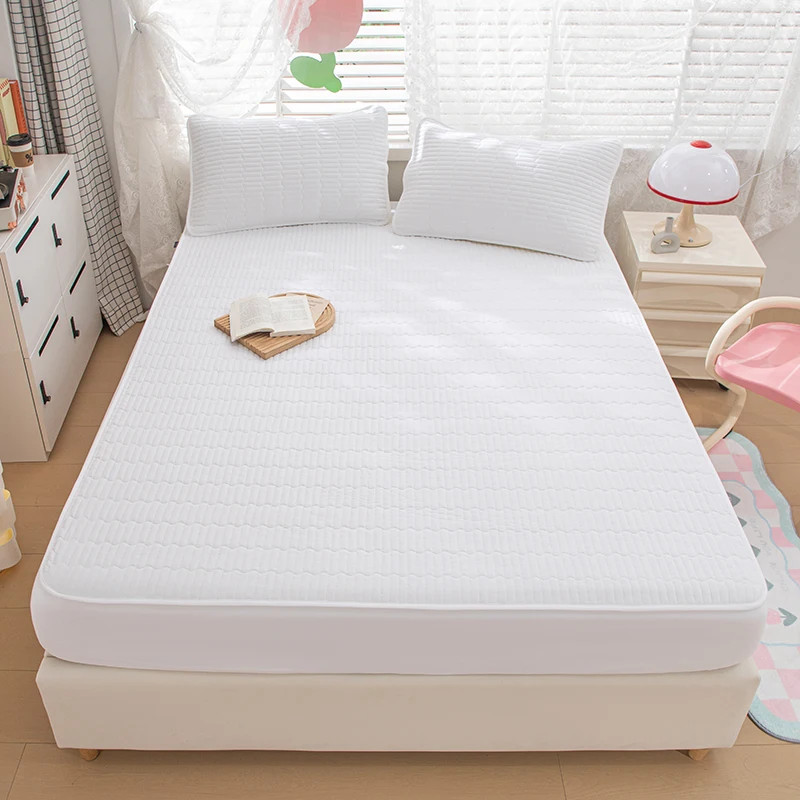 Quilted Thicken Bed Fitted Sheet Lemon Cotton Pad Protector Soft Durable Mattress Cover Bedding Without Pillowcase 140/160x200cm