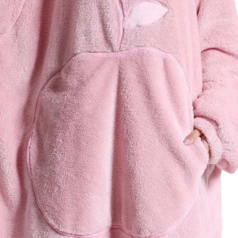 WASART Winter extra long wearable hoodies blanket adult warm pullover sweatshirt oversized fleece hooded blanket with sleeves