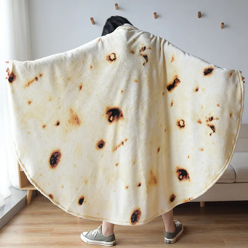 WASART Warm flannel tortilla blanket mexican pita throw blanket for bed fluffy velvet fleece ​sofa plaid winter pizza blanket
