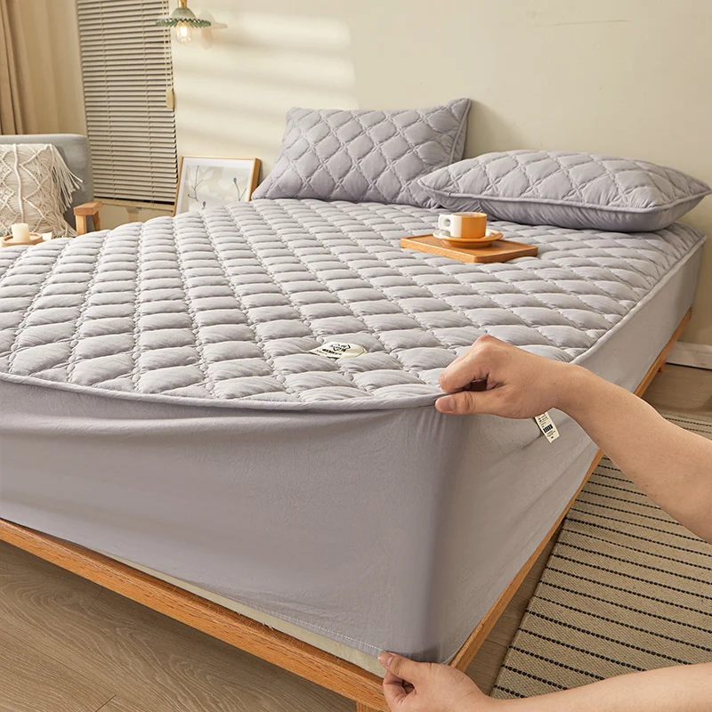 Bedding Pure Cotton Thick Mattress Cover Soybean Microfiber Filling Elastic Fitted Sheet Queen King Size Mattress Pad Protector
