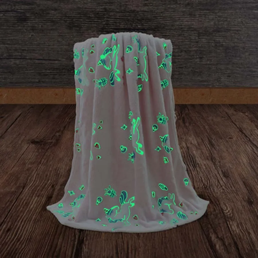 WASART Soft flannel glow in the dark blanket child gift winter warm velvet fleece magic throw blanket for bed sofa bedspread