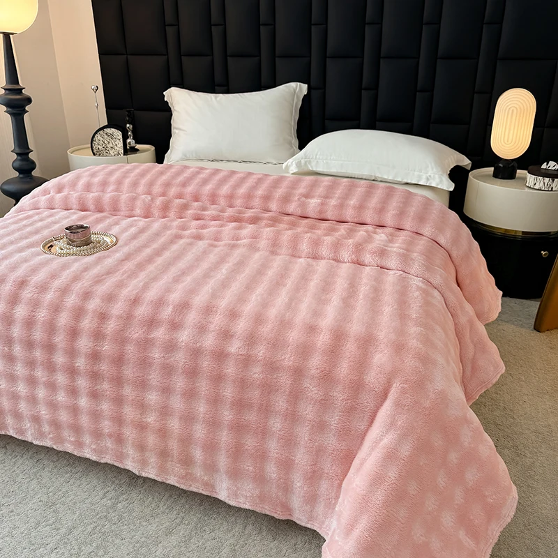 WASART Artificial Rabbit Plush Blanket Fluffy Coral Fleece Sofa Throw Thermal Thick Bed Sheet Warm Autumn Winter Cozy Bed Cover