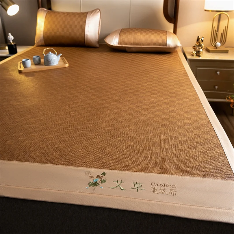 Natural Bamboo Cooling Mat for Bed Grade A Comfortable Ice Silk Bed Mat Cool Naked Sleeping Skin Friendly Non Slip Summer Pad