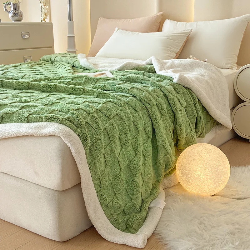 Sherpa Fleece Throw Blanket Queen King Size for Couch, Bed and Sofa, Thick and Warm Blanket, Soft Fuzzy Plush Blanket for Winter