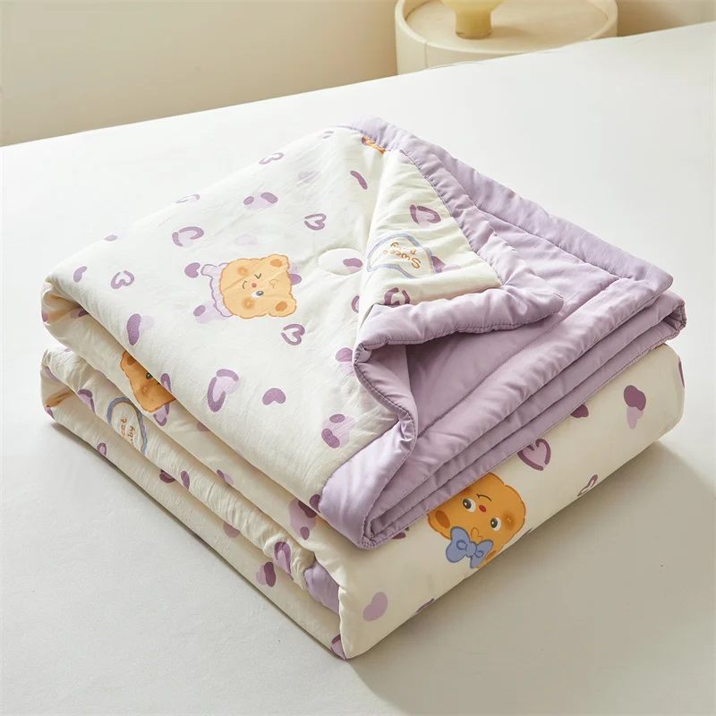 100% Cotton Inside and Outside Summer Quilt Lightweight Ultra Soft Thin Quilt Air Conditioning Quilts Pure Cotton Blanket Ins
