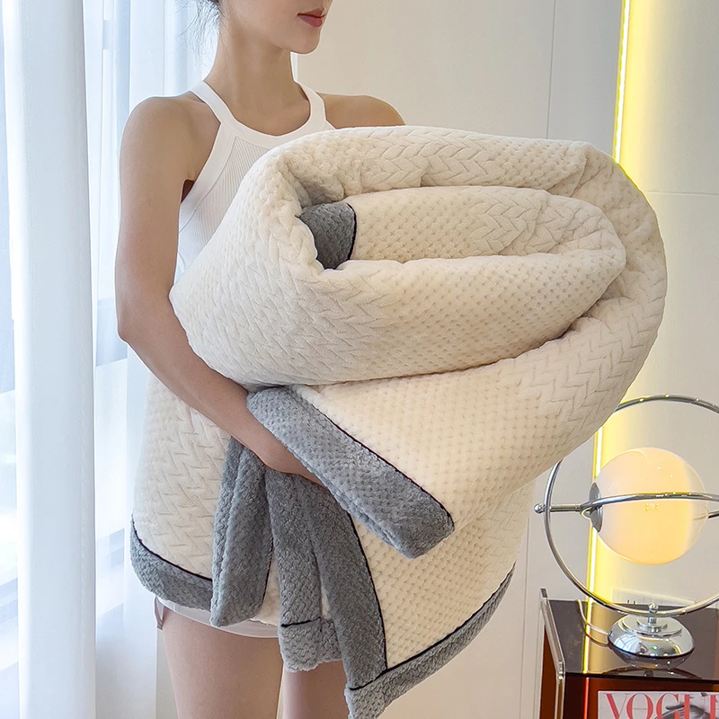 Fluffy Coral Velvet Blanket New Fleece Plush Comfortable Thickened and Warm Soft Sofa Cover Throw Blankets Luxury Bed Blanket