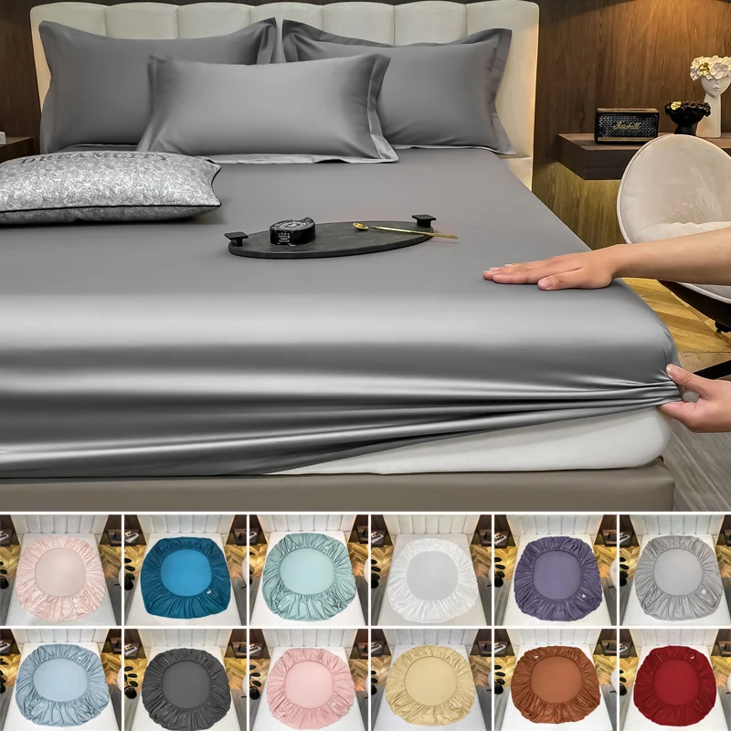 Egyptian Cotton Fitted Sheet with Elastic Bands Adjustable Non Slip Mattress Covers for Twin Double King Queen Bed Soft Bedsheet