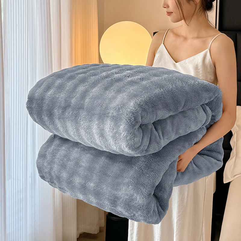 WASART Artificial Rabbit Plush Blanket Fluffy Coral Fleece Sofa Throw Thermal Thick Bed Sheet Warm Autumn Winter Cozy Bed Cover